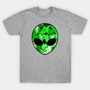 Green Paint Splatter Alien Head T-Shirt